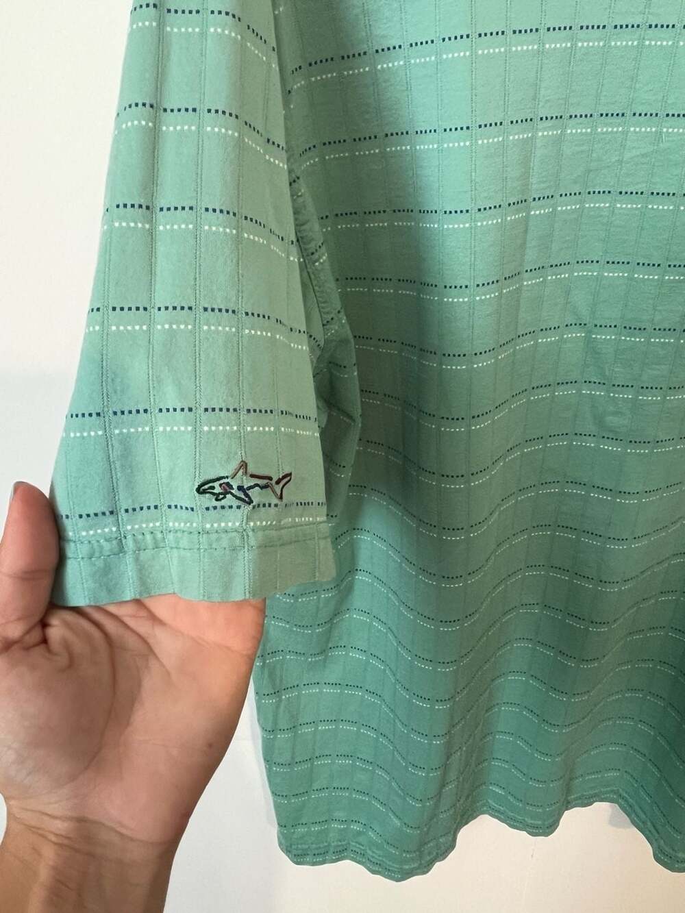 Greg Norman Men's Green Striped Short Sleeve Polo Shirt Size Large - Picture 6 of 6
